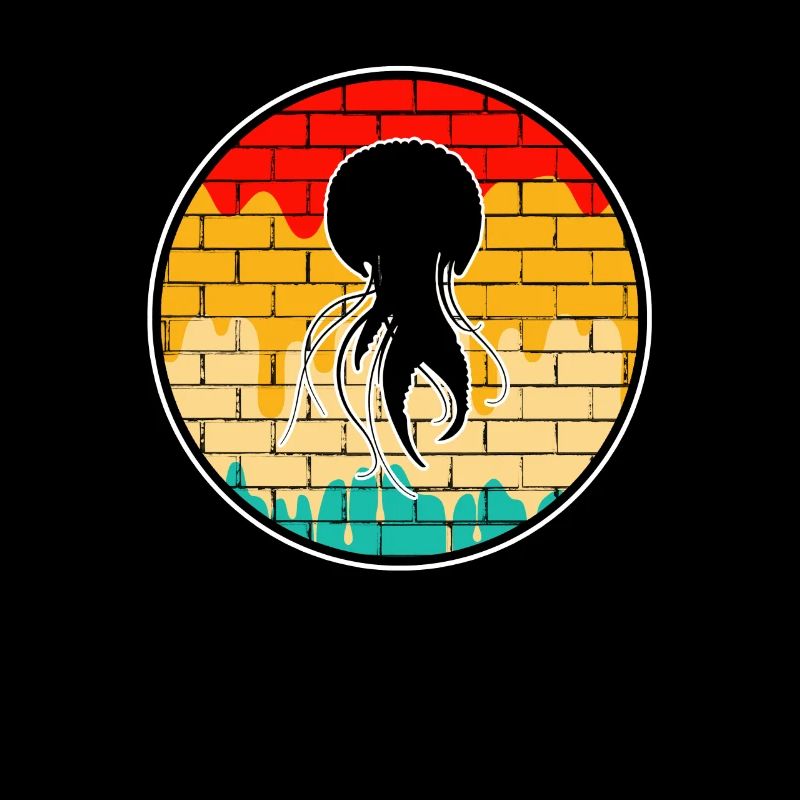 Logo rétro de méduse