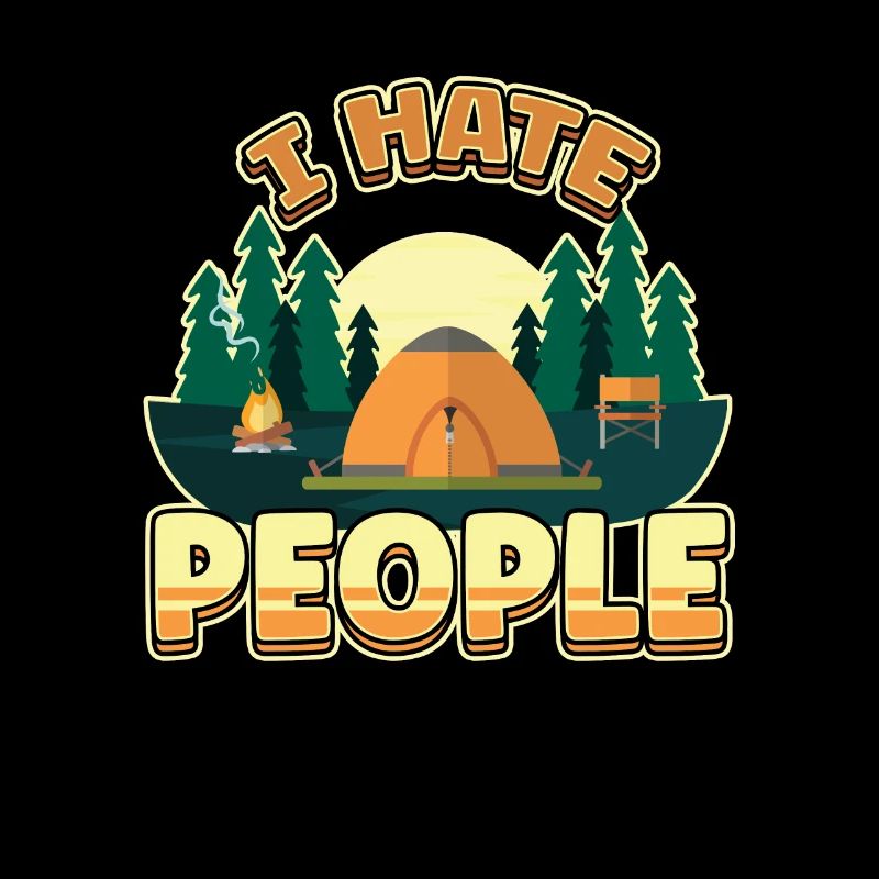 I hate people camping colorful tents campfire