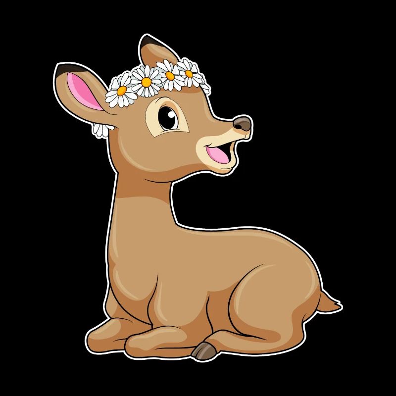 Deer with daisy flower
