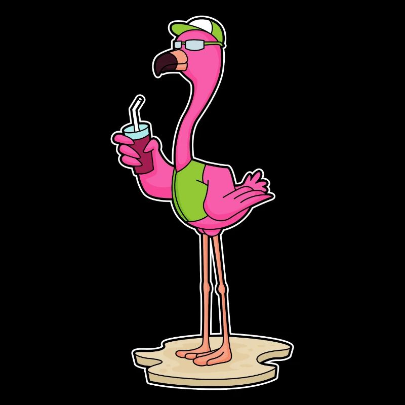 Flamingo with sunglasses & cap
