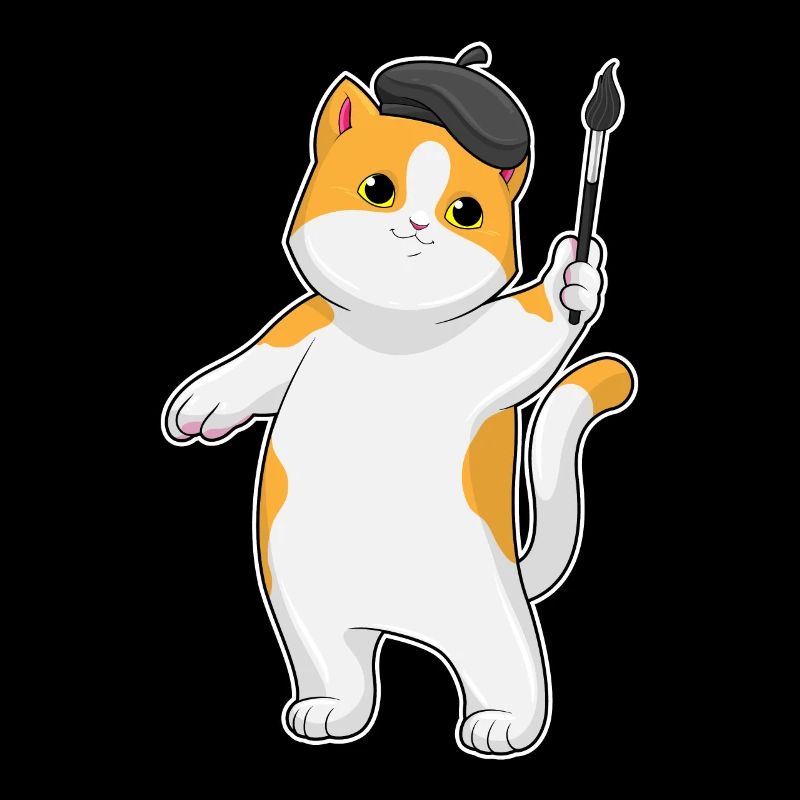 Cat as a painter with a brush