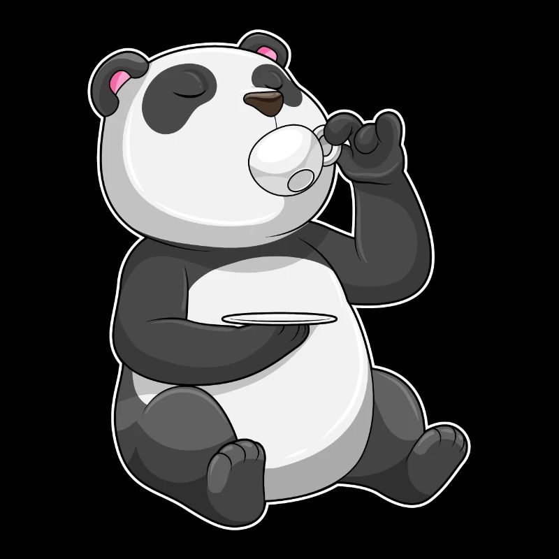 Panda avec tasse de thé