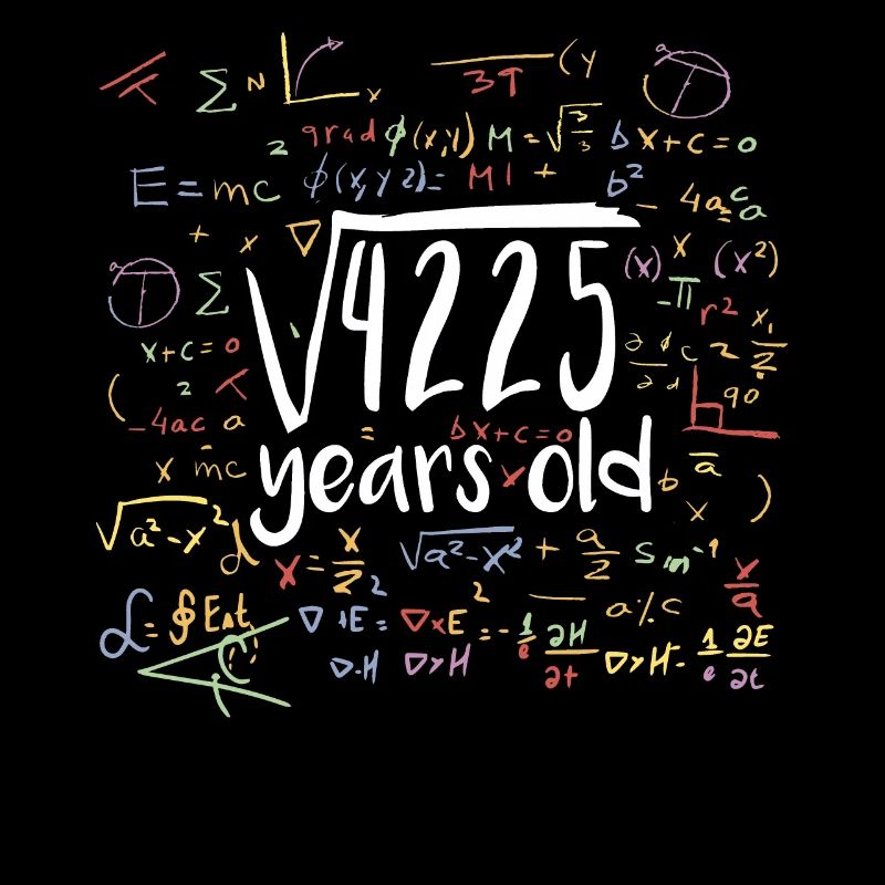 Square Root of 4225 Math Nerd 65th Birthday