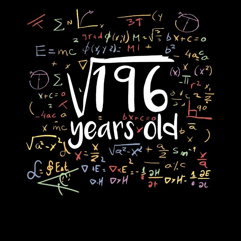 Square Root of 196 Math Nerd 13th Birthday