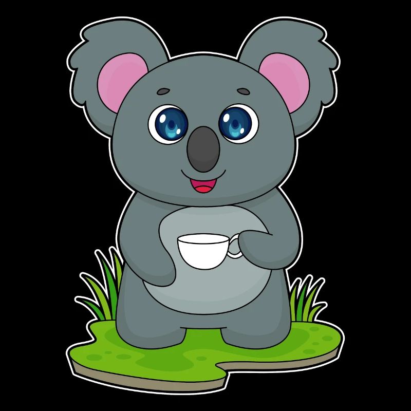 Koala with coffee cup
