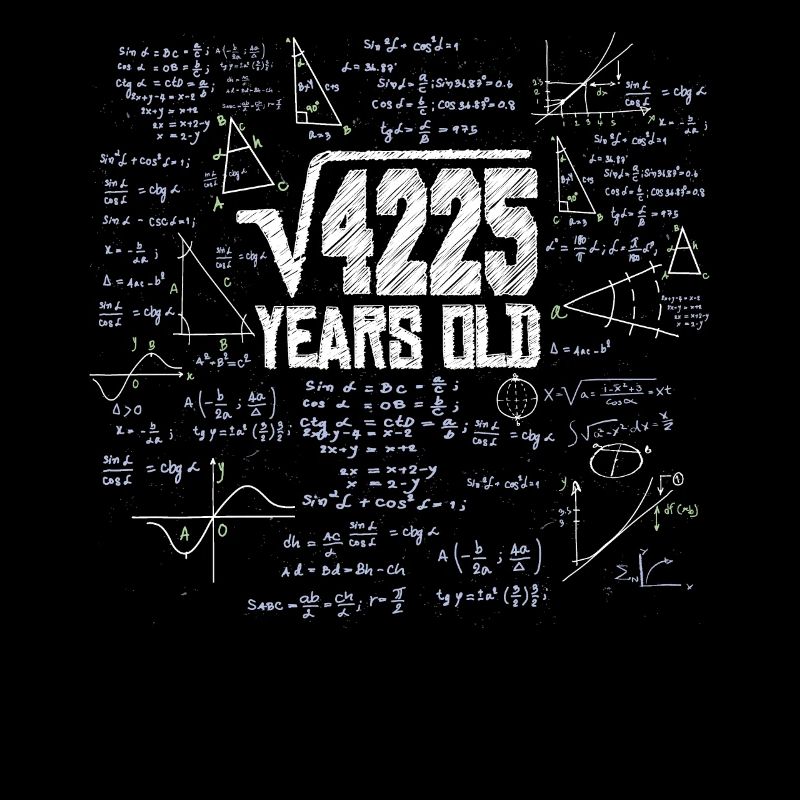 Square Root of 4225 Math Nerd 65th Birthday