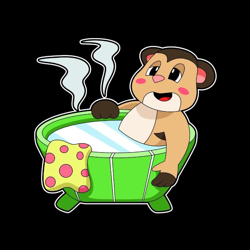 Erdmännchen beim Baden in Badewanne
