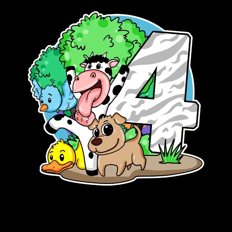 4th birthday Cute animals 4 years old