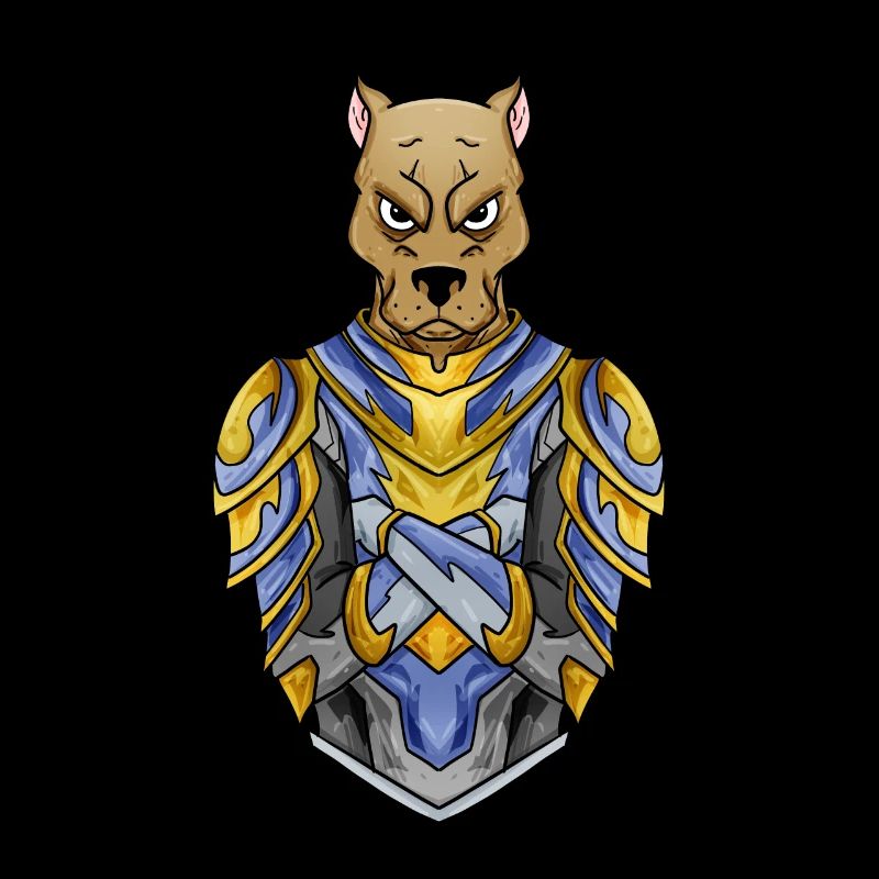 Chien chevalier en armure médiévale
