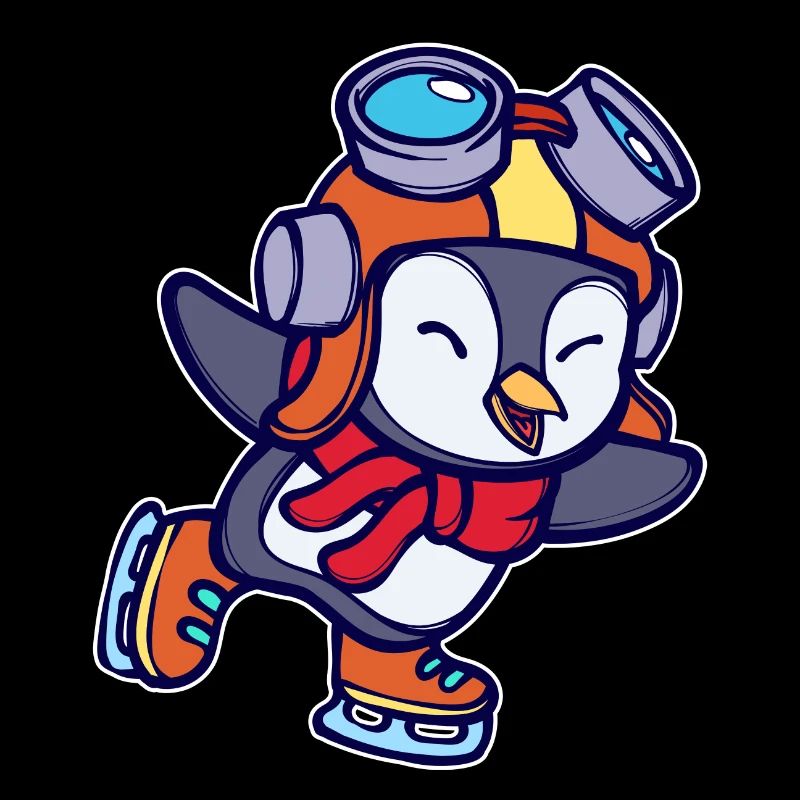 Kalt Cool Süß Vogel Pinguin Tier Eislaufen Eis