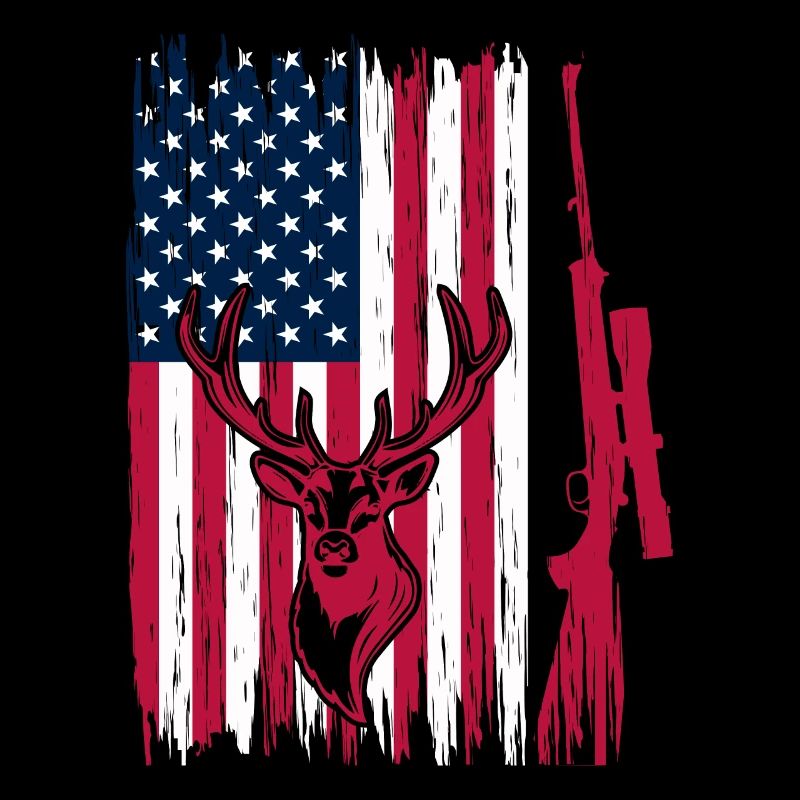 Hunter American Flag Deer Head - Chasse au cerf
