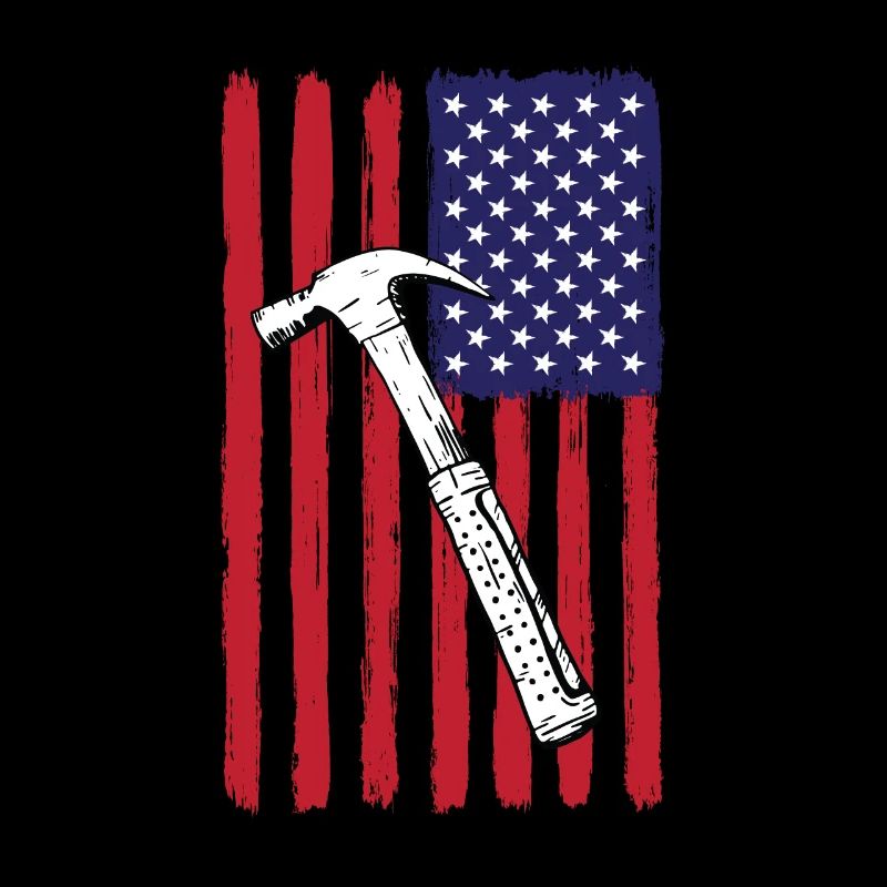 USA Flag Construction Workers