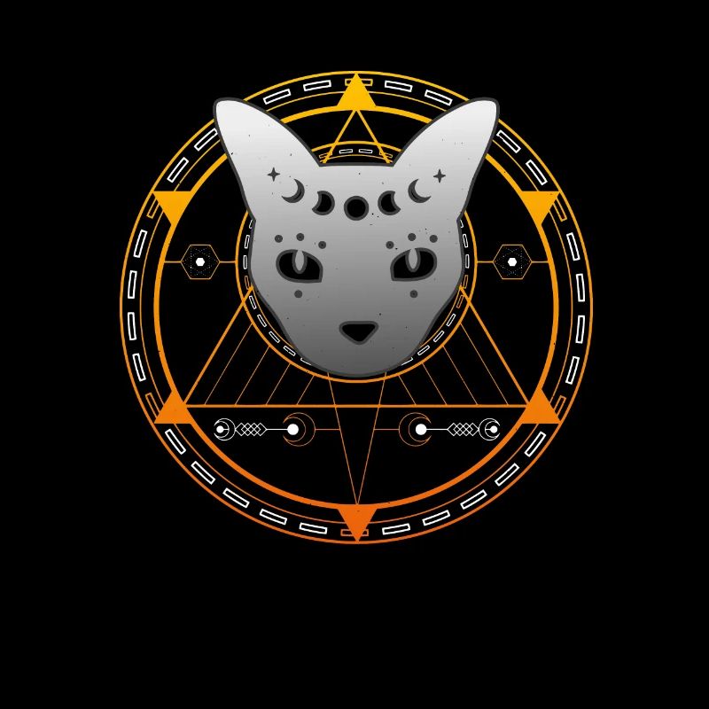 Sacred Geometry Cat Magic Wicca Goth