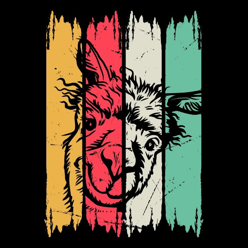 Llama Head Retro Llama Farmer - Funny Llama Alpaca