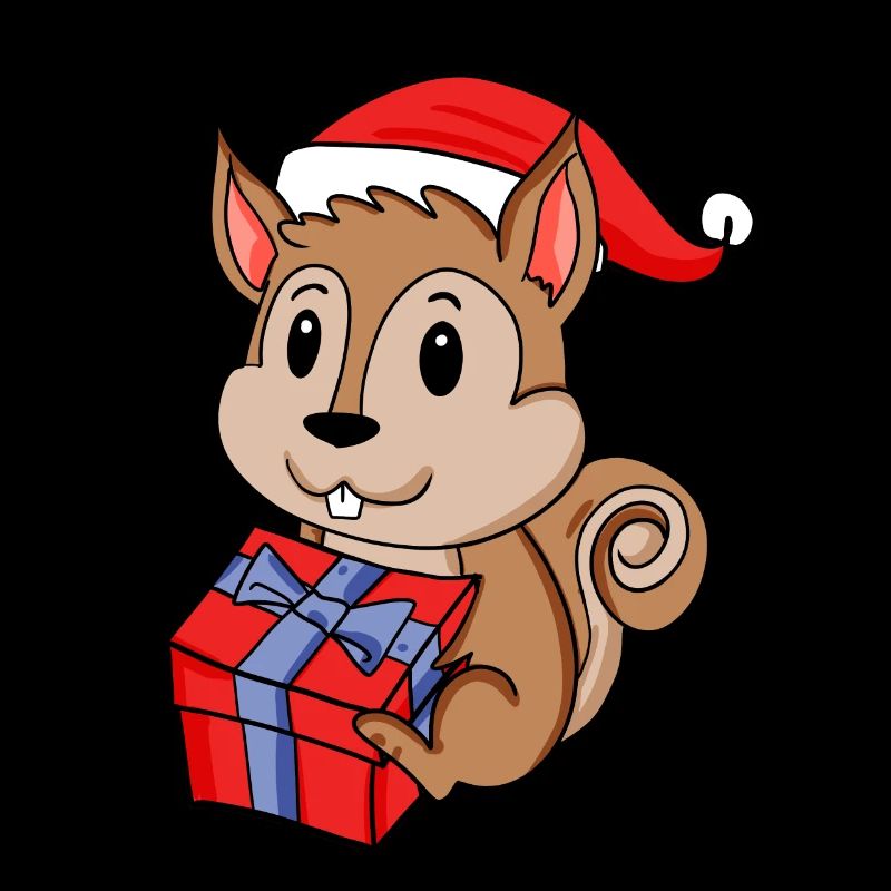 Bébé écureuil de Noël avec cadeau