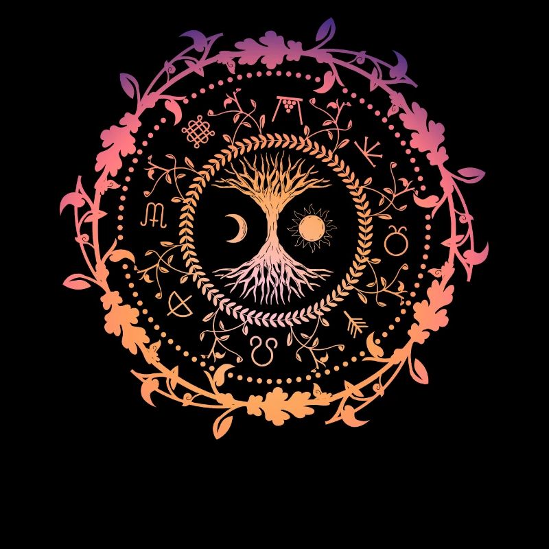 Wicca-Kompass - Baum des Lebens & Astrologie-Design