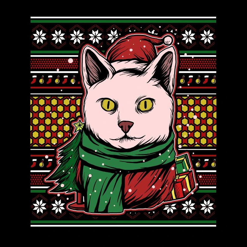 Pull de Noël moche Chat de Noël