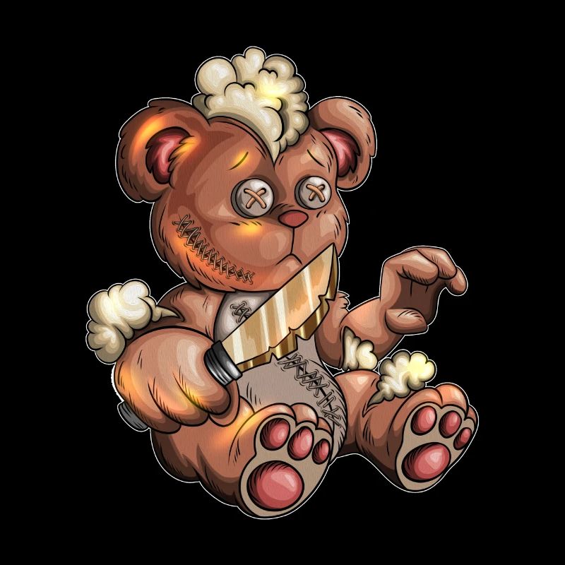 Stofftier Teddybär Teddy mit Messer Halloween