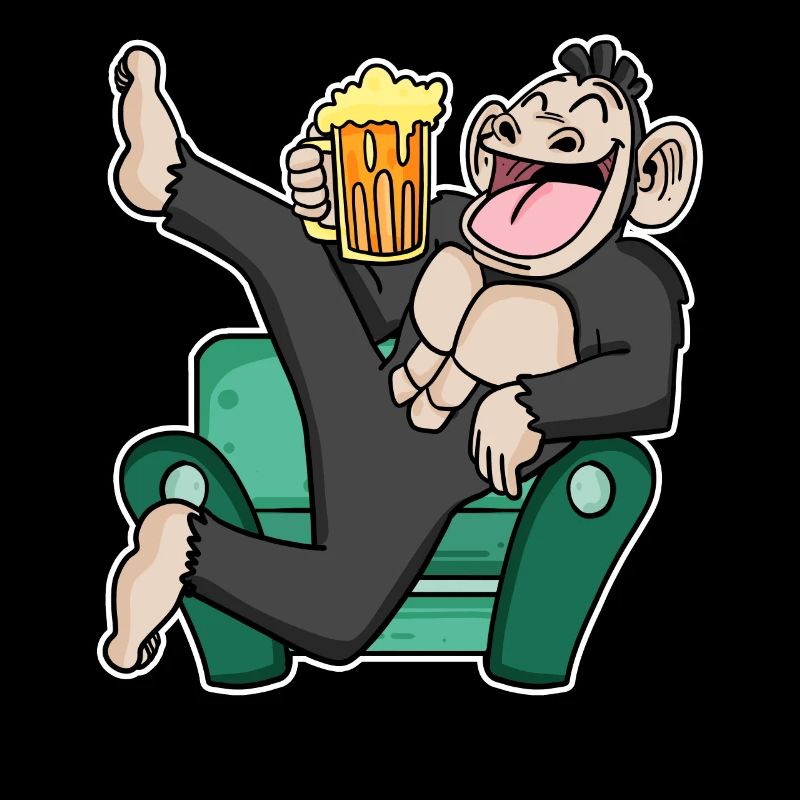 Drôle de singe boit de la bière