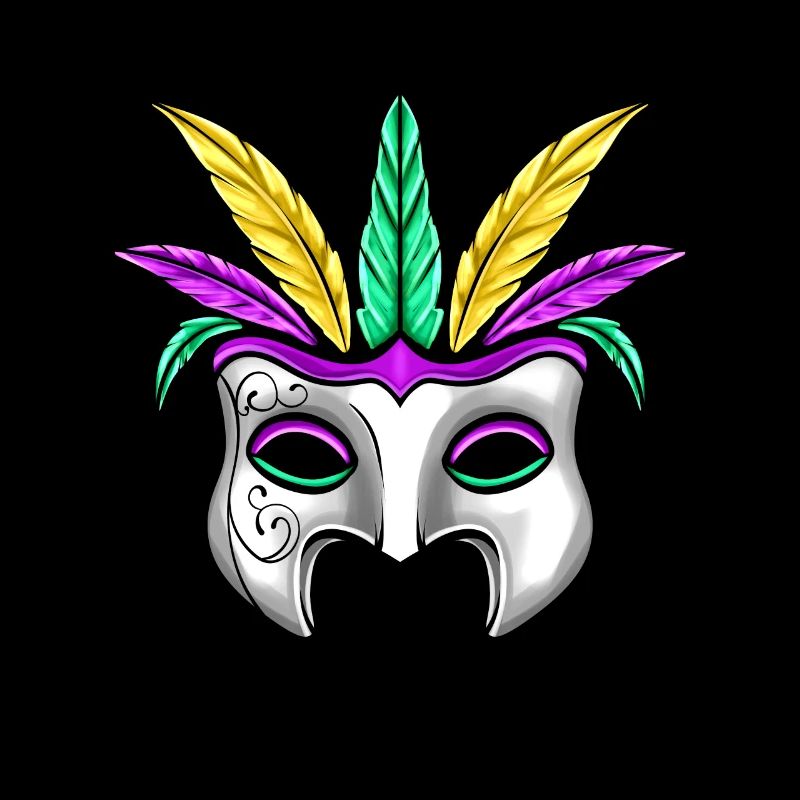 White Mask With Feathers For Mardi Gras