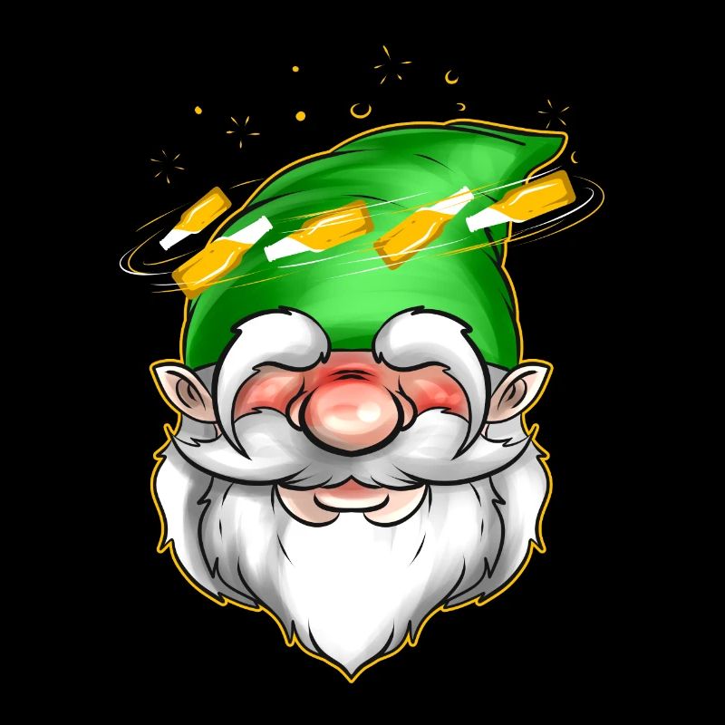 Gnome With Headache From Bottles On St Patricks