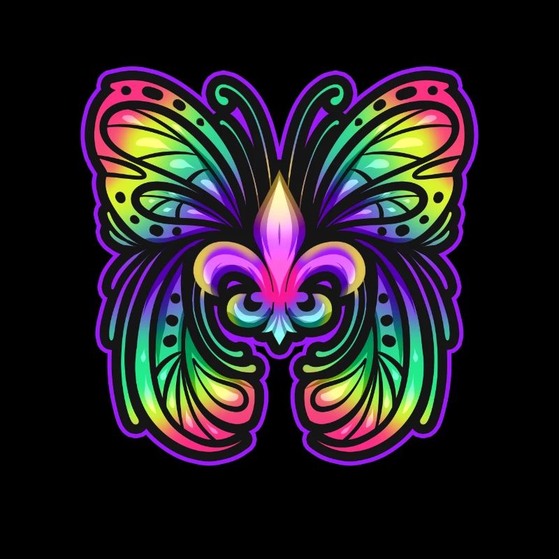 Papillon de fleur de lis de couleur arc-en-ciel pour Mardi