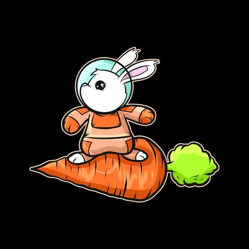 Cute Astrnaut Rabbit Surfing On A Carrot On Easter