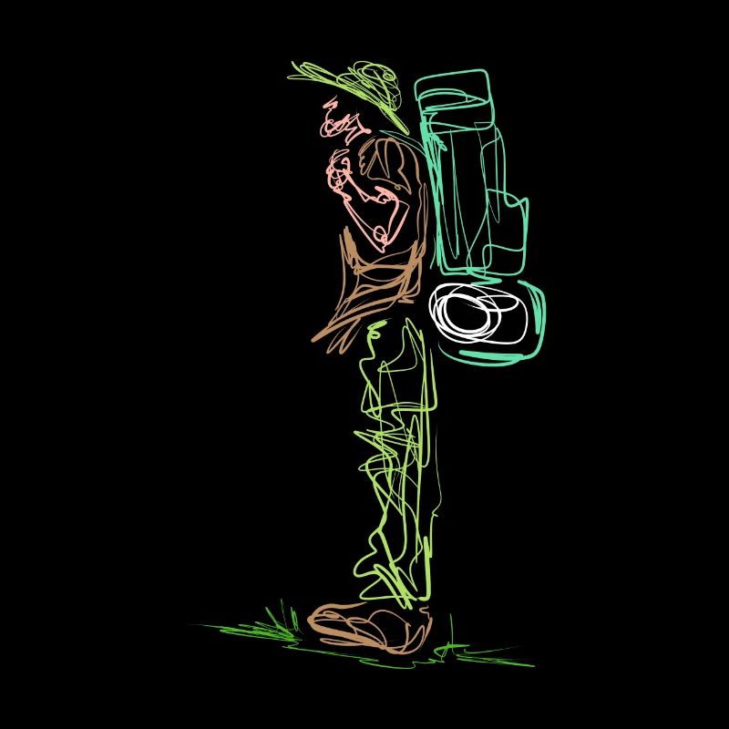 Line Design Lineart Backpacker On Camping