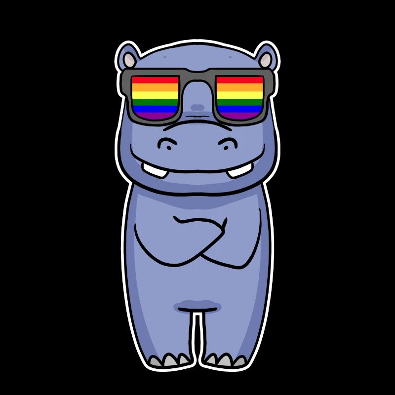 Regenbogen - Nilpferd mit Brille