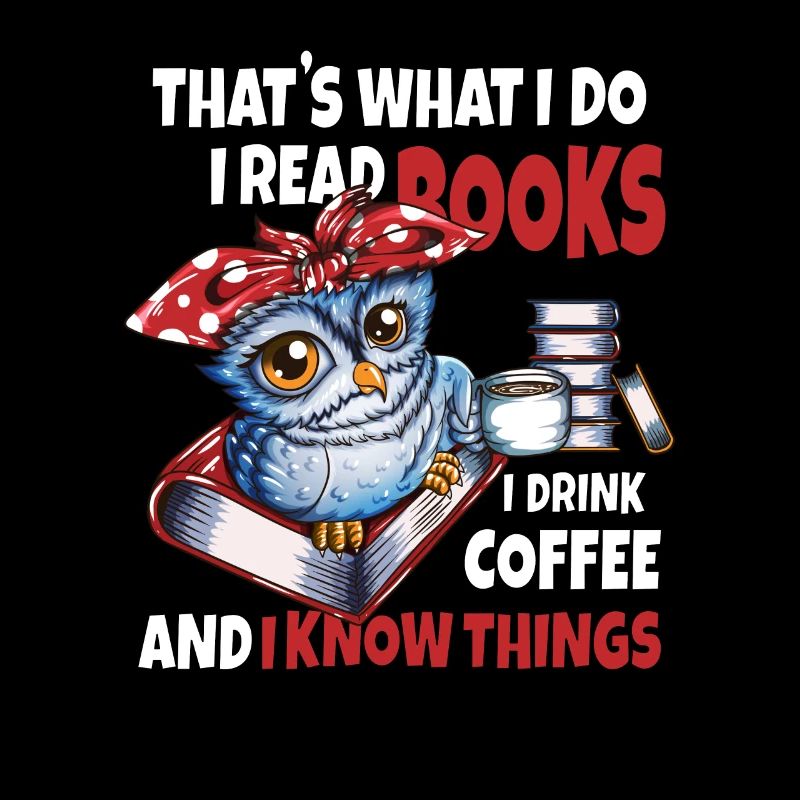 Eule mit heißem Tee Gemütlich ein Buch lesen