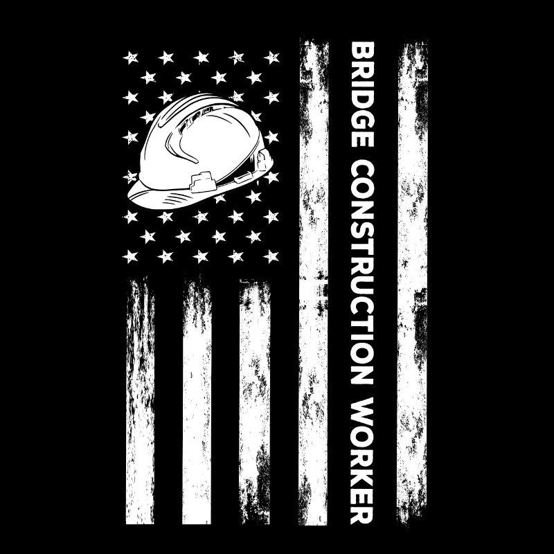 Usa flag bridge construction worker