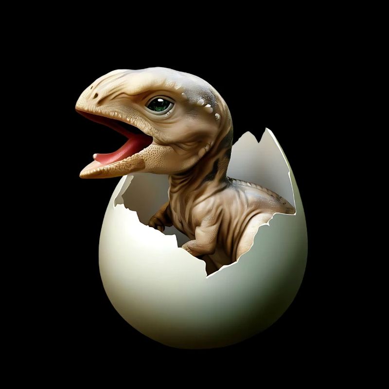 Un bébé dinosaure éclot de l’œuf
