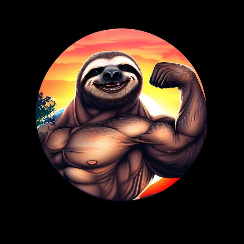Muscular sloth in sunset