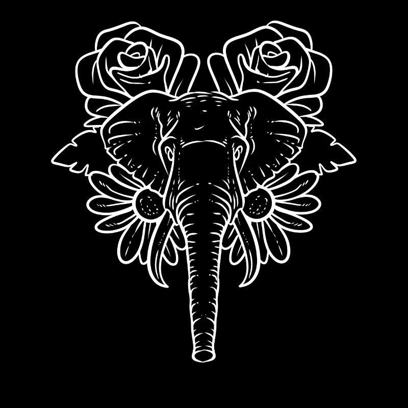 Tête d’éléphant avec fleurs éléphant