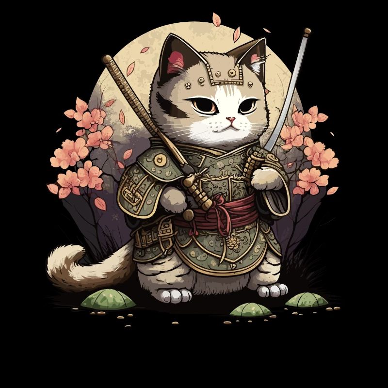 Samurai Katze Kawaii Japanische Ninja Katze