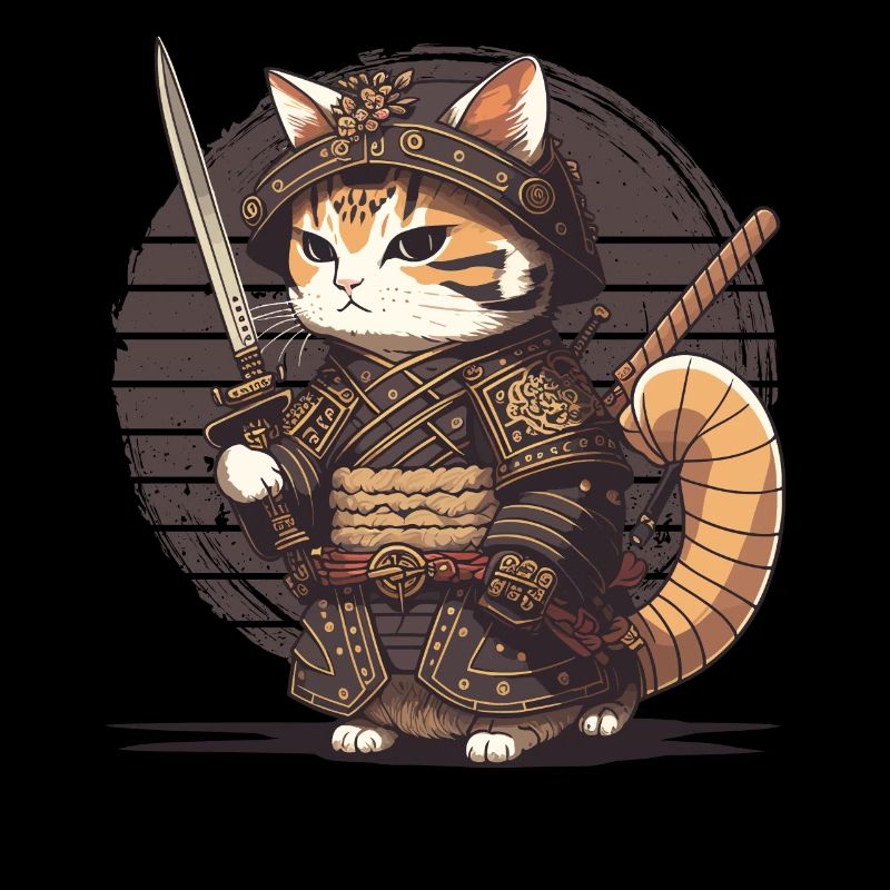 Samurai Cat Kawaii Japanese Ninja Cat