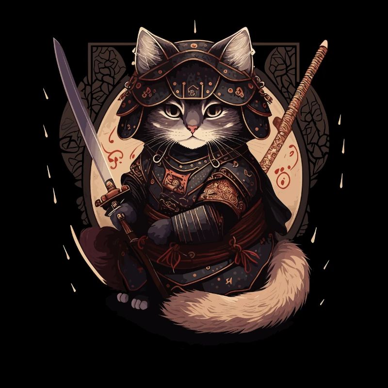 Samurai Katze Kawaii Japanische Ninja Katze