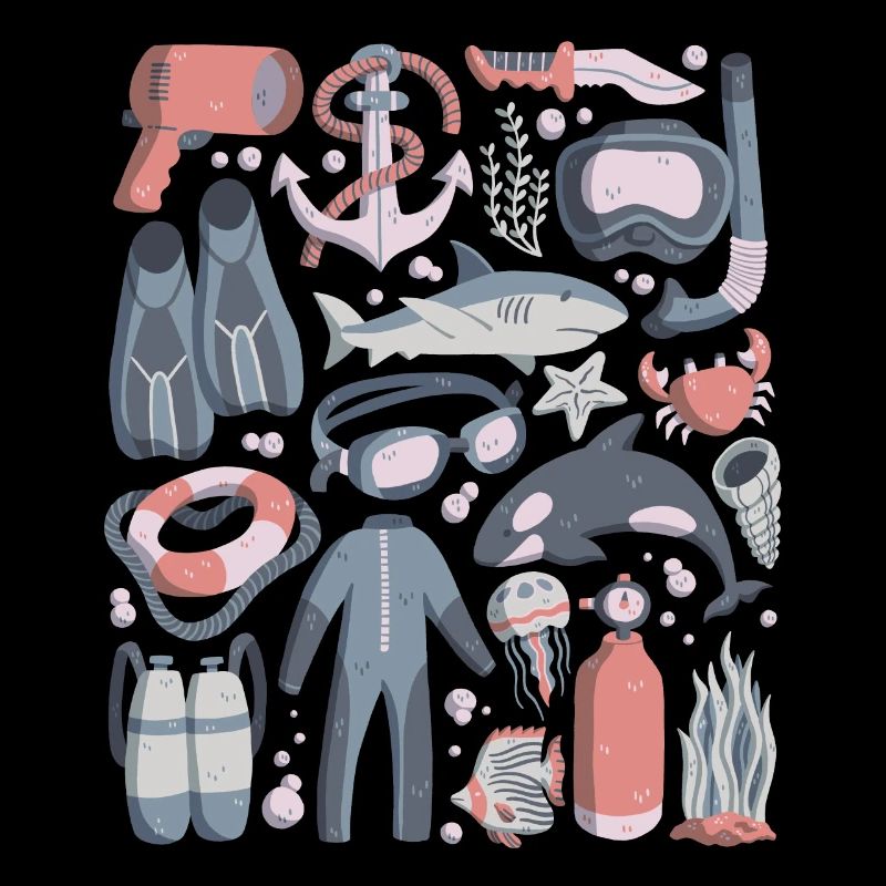 Plongée Doodles Plongée sous-marine Snorkeling Équipement de plongée