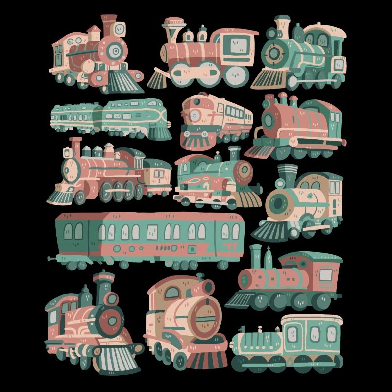 Zug Doodles Lokomotive Eisenbahn Lok Gleise Bahn