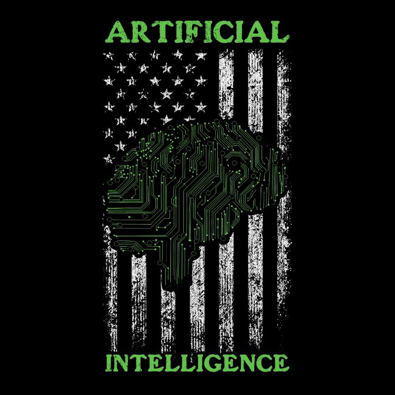 AI Robotics - Intelligence artificielle Drapeau américain
