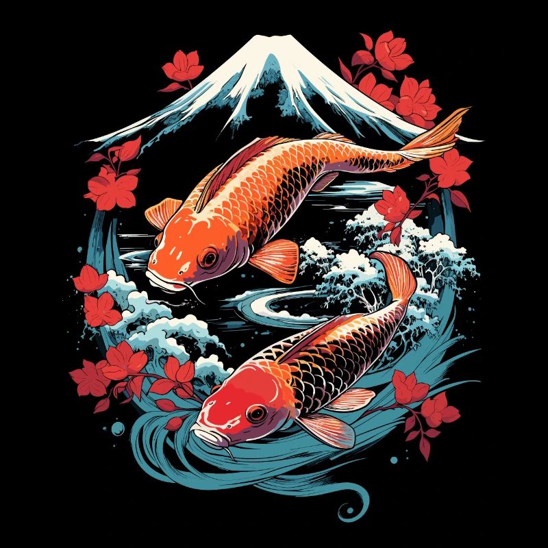 Poisson Koi dans le jardin zen