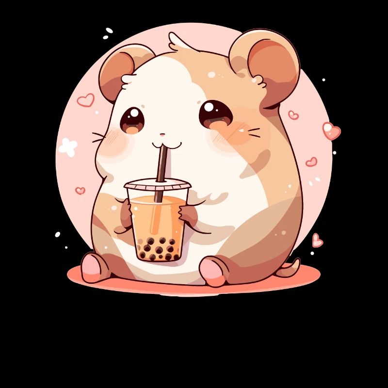 Kawaii Hamster Drinks Boba Bubble Tea Chibi