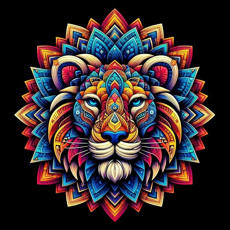 Lion decorated with Mandalas