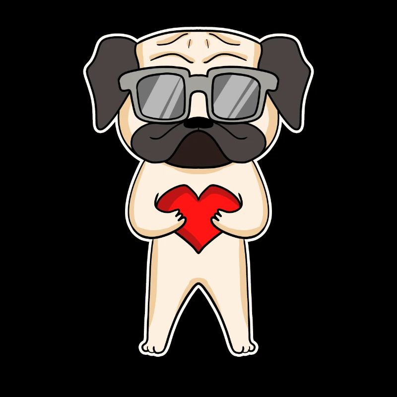 Hund mit Herz und Brille - Mops