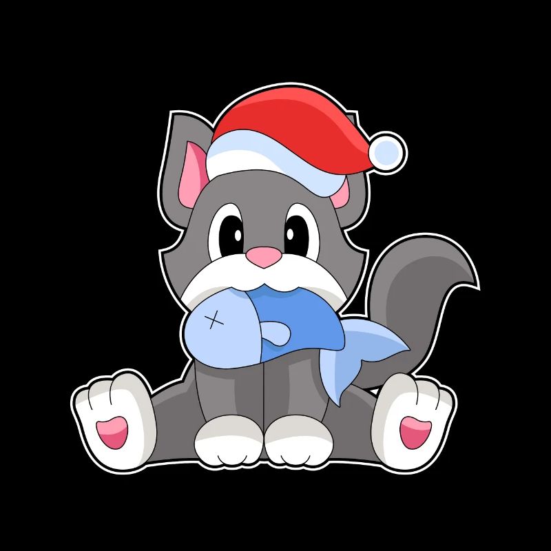 Cat Christmas Fish