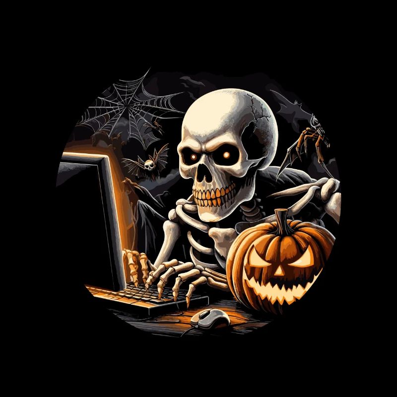 Online Gamer Shirts - Skeleton Plays Computer Game