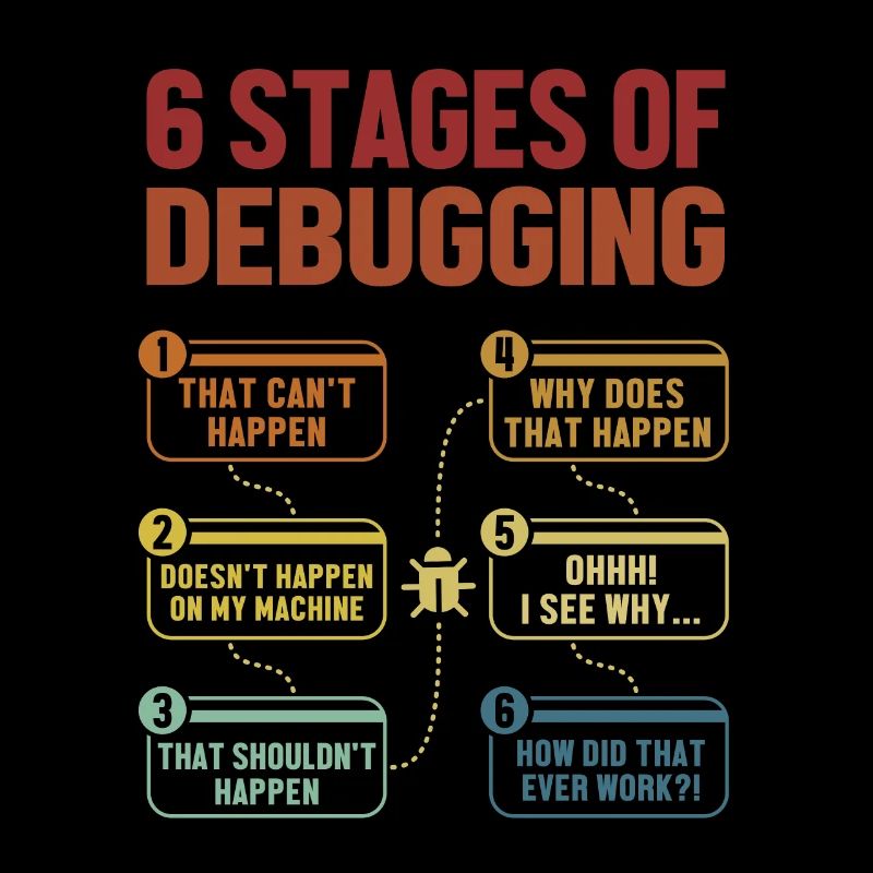6 Stages of Debugging Softwareingenieur Coder