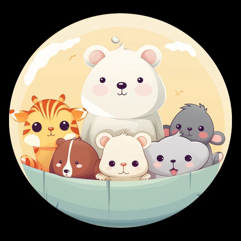 Famille d’animaux mignons dans le style de dessin animé