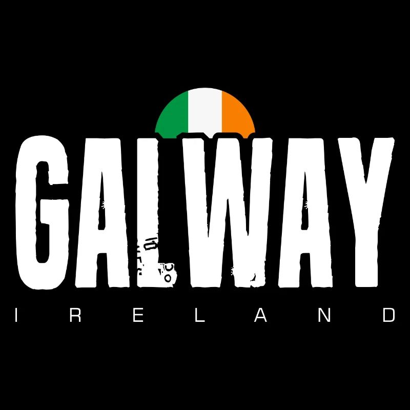 Galway Ireland Distressed Text Logo