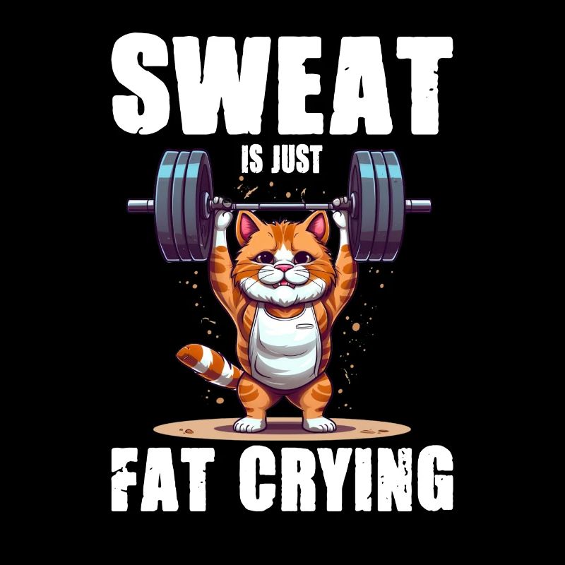 Lustige Katze Workout Sweat Is Just Fat Crying